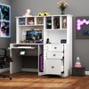 Lyngins Home Office Desk with Hutch, Computer Desk with 2-Tier Open Shelf, 3 Large Drawers, Concealed Cabinet, Gaming Desk for Study Room/Bedroom - 2 of 4