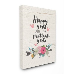 16"x1.5"x20" Happy Girls Prettiest Stretched Kids' Canvas Wall Art - Stupell Industries: Little Girl Room Picture, Quote Art - 1 of 3