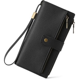 BEAFUP Women's RFID Blocking Wristlet Wallet - Large Capacity Genuine Leather Wallet with 24 Card Slots & Double Zipper,for Travel, Shopping - 1 of 4