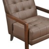 PAGED Leather Upholstered Accent Chair with Solid Wood Arms and Legs,Modern Arm Chairs for Bedroom,Reading Room,Beige - 2 of 4
