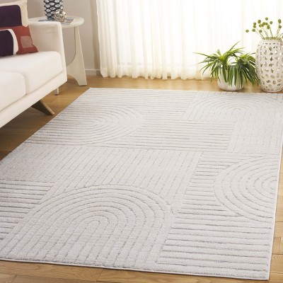 Elmhurst Ivory and Gray Geometric Hand-knotted Wool Area Rug, 5'3" x 7'6"