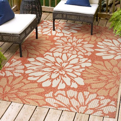 JONATHAN Y Zinnia Modern Floral Textured Weave Indoor/Outdoor Area Rug