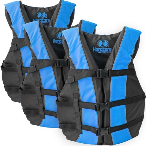 Hardcore Life Jacket 3 Pack Paddle Vest for Adults; Coast Guard Approved Type III PFD Life Vest Flotation DEVICE; Jet Ski, Wakeboard, Hardshell Kayak