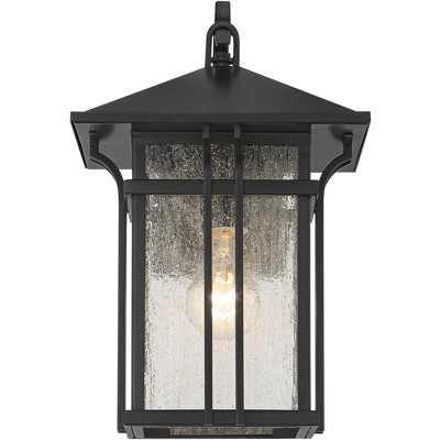 14" Bronze Mission Lantern Outdoor Wall Light Set with Glass Panels