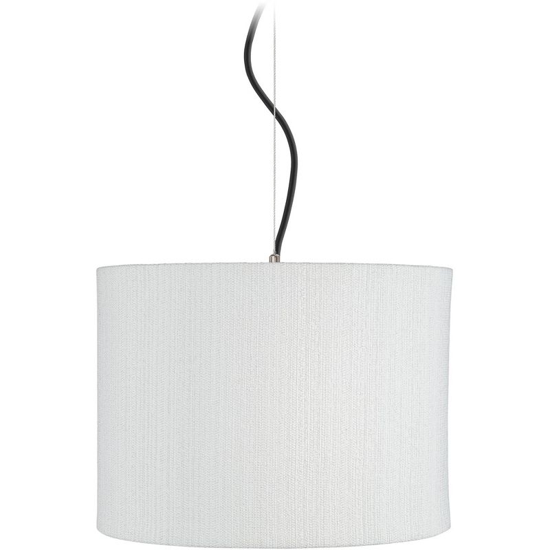 Possini Euro Design Brushed Nickel Pendant Light 15" Wide Modern Black Cord White Plastic Drum Shade for Dining Room House Bedroom, 1 of 5