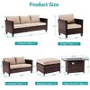 Sonkuki 7 Pieces Patio Sofa with Rectangle Fire Pit Table and Ottomans, Wicker Conversation Couch, Navy Blue Cushion - 3 of 4