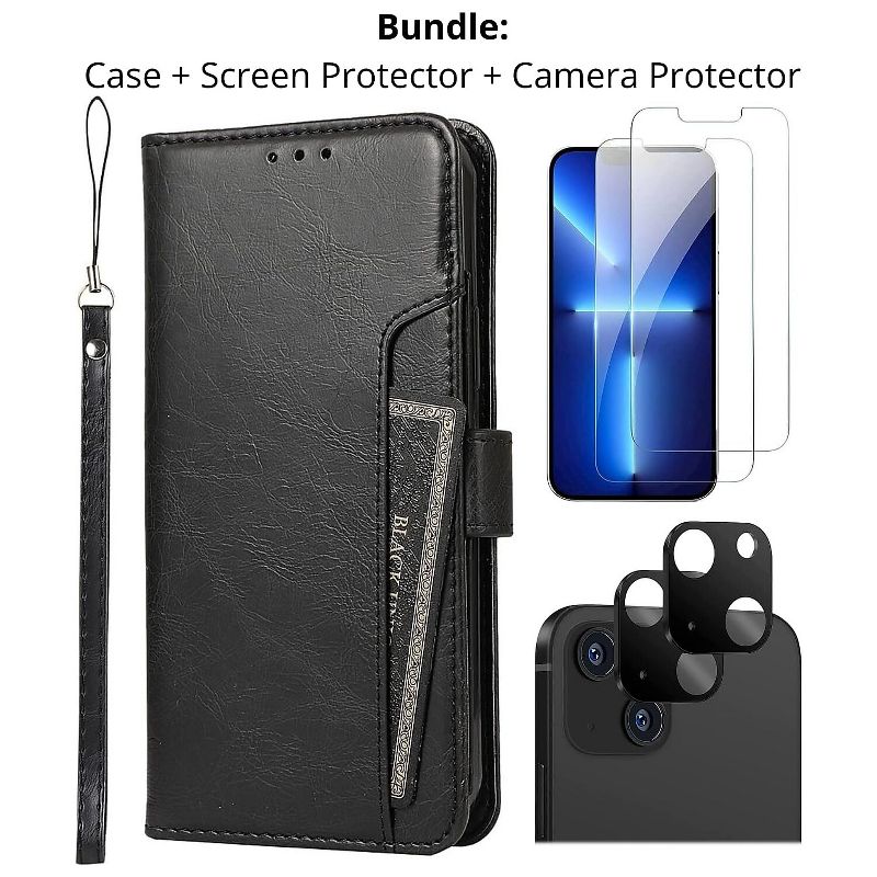 SaharaCase iPhone 14 Plus 6.7" Bundle Folio Wallet Case with Tempered Glass Screen and Camera, 2 of 10