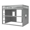 House Loft Bed Frame for Kids, WoodLoft Bed with Windows and Guardrail, Playhouse Bed for Boys & Girls - 4 of 4