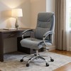 HomeRoots Gray and Silver Adjustable Height Swivel Rolling Executive Office Chair - 2 of 4