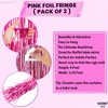 KatchOn, Pink Backdrop for Pink Party Decorations - XtraLarge 3.2x8 Feet, Pack of 2 | Pink Foil Fringe Curtain - 3 of 4