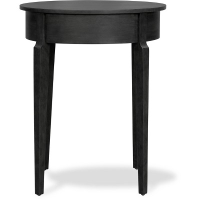 Elegant Charcoal Round Side Table with Storage Drawer
