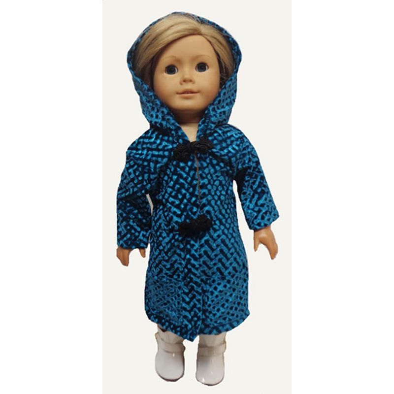 Doll Clothes Superstore Blue Texture Coat With Hood fits 18 Inch Girl Dolls, 2 of 5