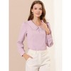 INSPIRE CHIC Women's Peter Pan Collar Crochet Trim Long Sleeve Work Office Blouse - 2 of 4