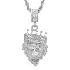 Steeltime 30" Men's stainless steel and simulated diamonds lion's head with crown pendant. Color Options: Silver, Gold, Black - 2 of 4