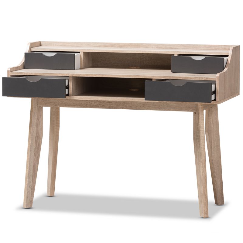 Fella Mid - Century Modern 4 - Drawer Wood Study Desk - Brown - Baxton Studio, 3 of 10