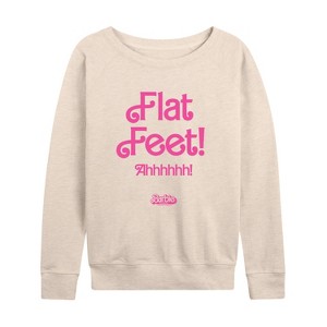 Women's - Barbie - Barbie Movie Flat Feet Lightweight French Terry Wide Neck Long Sleeve Shirt - 1 of 4