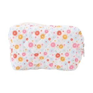 Unique Bargains Women Portable Colorful Flowers Pattern Makeup Bag 1 Pc - 1 of 3