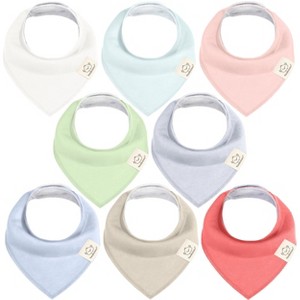 8pk Organic Baby Bandana Bibs, Baby Drool Bibs for Baby Boy, Girl, Baby Bibs for Infant, Newborn - 1 of 4