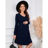 Maternity V Neck Dress Women's Rib Knit Long Sleeve Midi Dress Photoshoot Baby Shower Sweater Fall Dresses - 4 of 4