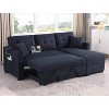 TIRAMISUBEST 82" Sectional Sleeper Sofa with Pull-Out Bed, Chaise Storage, and Reversible L-Shape Design, Comfortable 3-Seat Couch for Apartment - 3 of 4