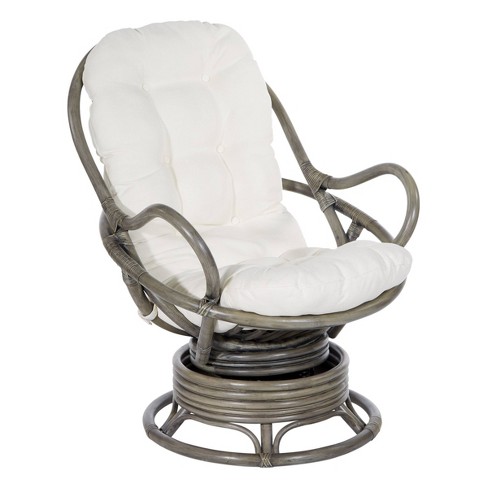 Tahiti Rattan Swivel Rocker Chair White OSP Home Furnishings