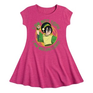 Girls' - Avatar: The Last Airbender - Toph Melon Lord Fit & Flair Cap Sleeve Dress - 1 of 4