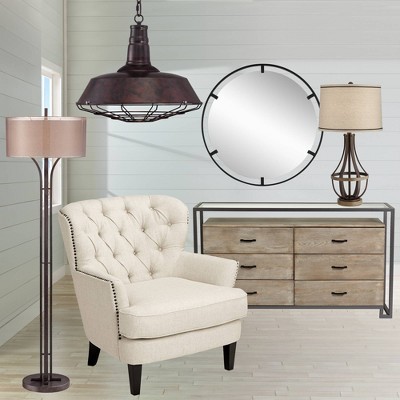 Starbird Round Black Metal Openwork Wall Mirror 34"