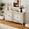 Modern Natural Sideboard Buffet Cabinet with 4 Doors, Decorative Dining Room Buffet Cabinet with Adjustable Shelves - Panipeachy - 3 of 4