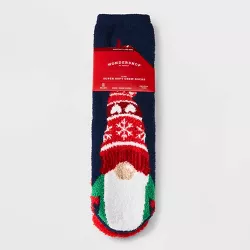 Kids' Gnome 2pk Cozy Crew Socks with Gift Card Holder - Wondershop™ Navy Blue