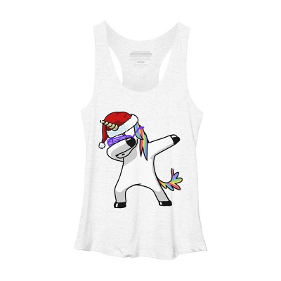 Women's Design By Humans Dabbing Unicorn Shirt Hip Hop Dab Santa Hat Christmas Shirt V By vomaria Racerback Tank Top