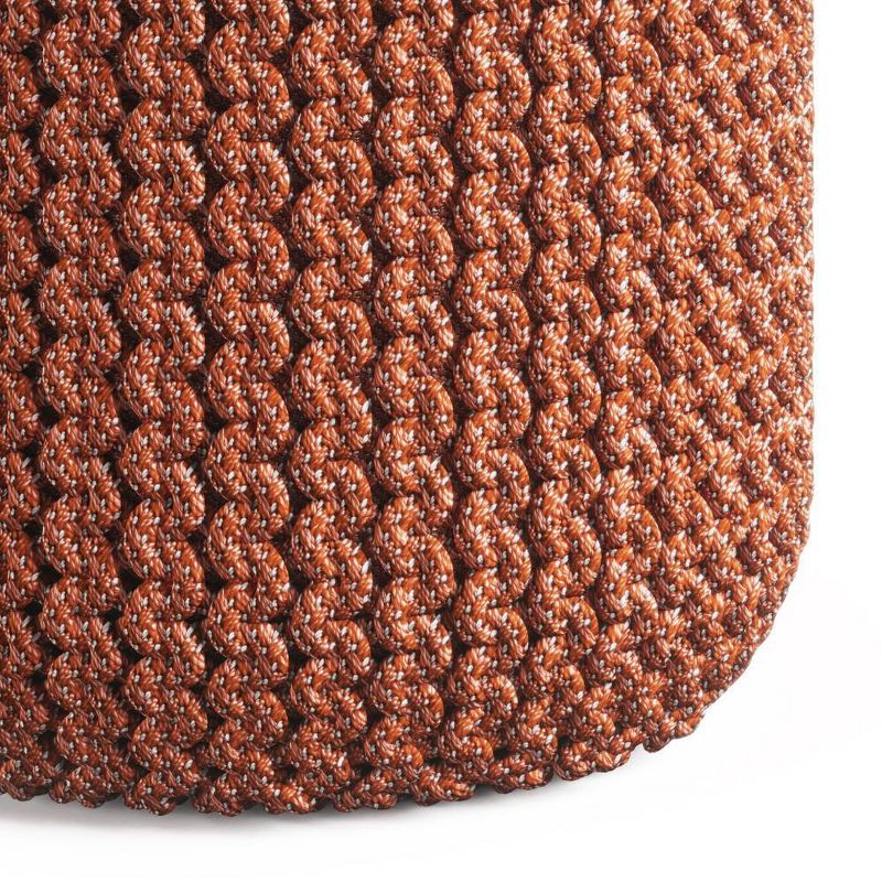 Allish Round Knitted PET Polyester Pouf Orange - WyndenHall, 4 of 7