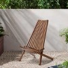 Brown Modern Folding Wood Chair, Slatted Armless Wooden Accent Chair, Portable Decorative Lounge Seating for Balcony or Backyard-The Pop Home - 2 of 4