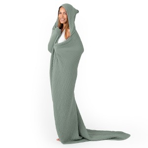 Comfy Cubs Muslin Adult Hooded Towel - Large, Absorbent Hooded Bath Towels for Adults, Stylish Towel with Hood - 1 of 4