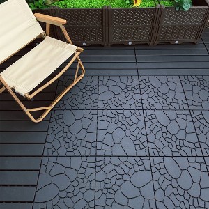 Chic Crate-Stone Texture Interlocking Patio Deck Tiles – DIY Quick-Install 12In Multi-Room/Outdoor Tile, 44-Pack DARK Gray - 1 of 4