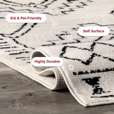 Reversible Moroccan Tribal Design Gray 4' x 6' Synthetic Area Rug