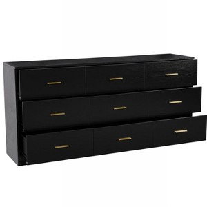 Modern Black 9-Drawer Dresser for Bedroom Large Storage Wide Chest of Drawers Sturdy Safe Furniture - 1 of 4