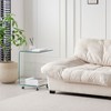 Kumasinova 24.4" Mobile C-Shaped Clear Tempered Glass Side Table with Wheels,Industrial Sofa Side Table Movable Nightstand for Bedroom&Living Room - 2 of 4
