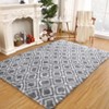 Modern Shag Area Rug Non Slip Fluffy Checkered Rug Geometric Floor Carpet - 2 of 4