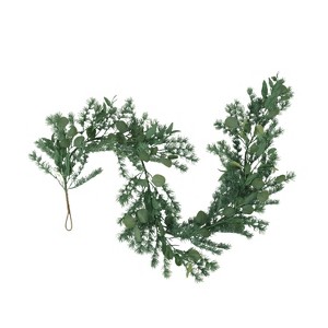 Artificial Eucalyptus Leaves Garland with Berries, Greenery Garland for Wedding Arch Backdrop, Garden Gate, Doorways, Table, Runner, Door Home Decor - 1 of 4