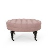NicBex Modern 35" Round Ottomans Wood Footstools with Button Tufted and Casters for Bedroom and Living Room - 3 of 4