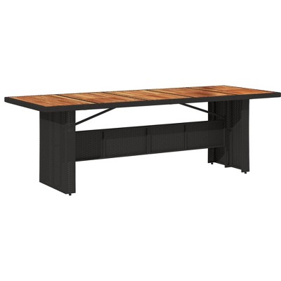 vidaXL Garden Table Black PE rattan, powder-coated steel, solid acacia wood