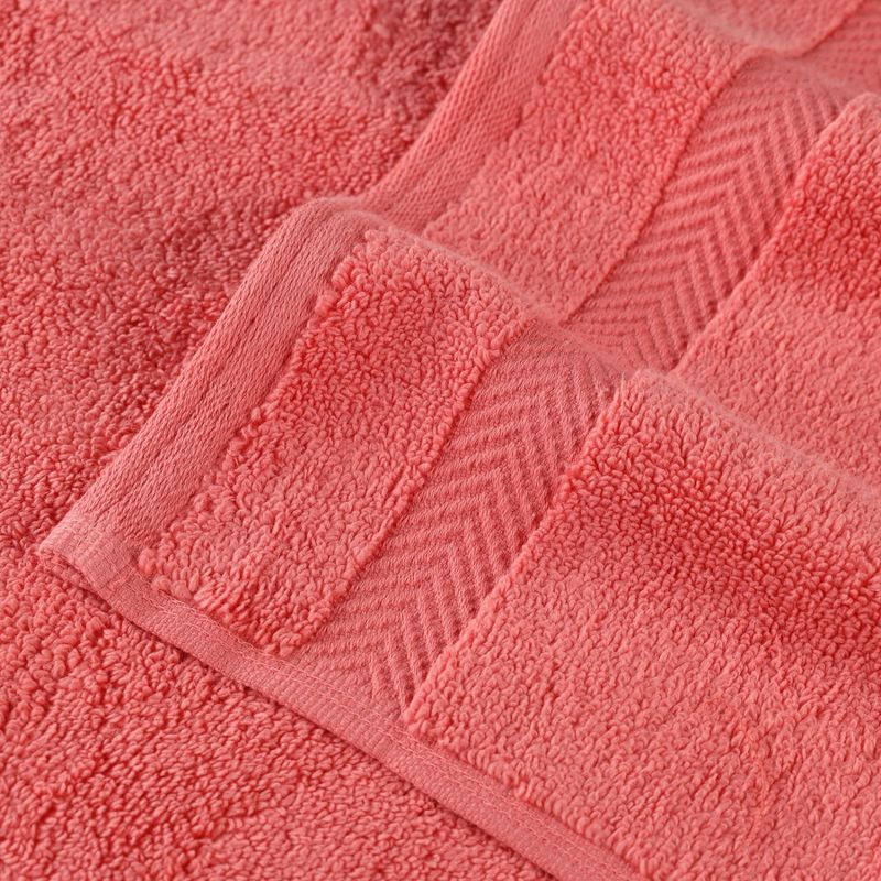 Zero Twist Cotton Solid Chevron Dobby Border Super Soft Hand Towel Set of 6 by Blue Nile Mills, 4 of 8