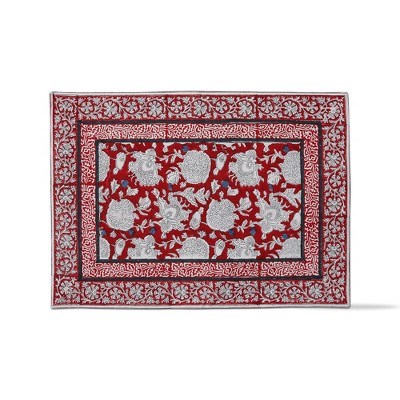 tagltd Janis Red Block Print Cotton Placemat, 14.5"L x 19"W