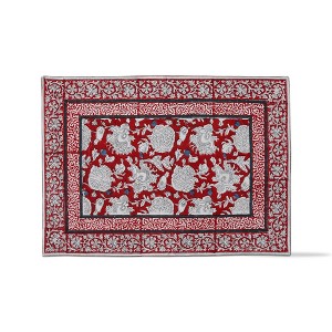 tagltd Janis Red Block Print Cotton Placemat, 14.5"L x 19"W - 1 of 4