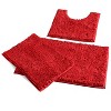 Home Mart Goods 3 Piece Set Red Soft Cozy Plush Chenille Bath Mat Highly Absorbent Bathroom Rug - 3 of 4