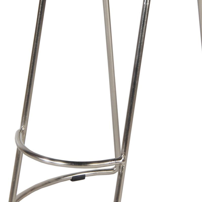 Farmhouse Counter Height Barstool with Wooden Saddle Seat and Tubular Frame - The Urban Port, 5 of 13