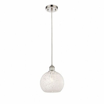 White Mouchette - 1 Light Cord Hung Mini Pendant In Modern Style-10 Inches Tall and 8 Inches Wide