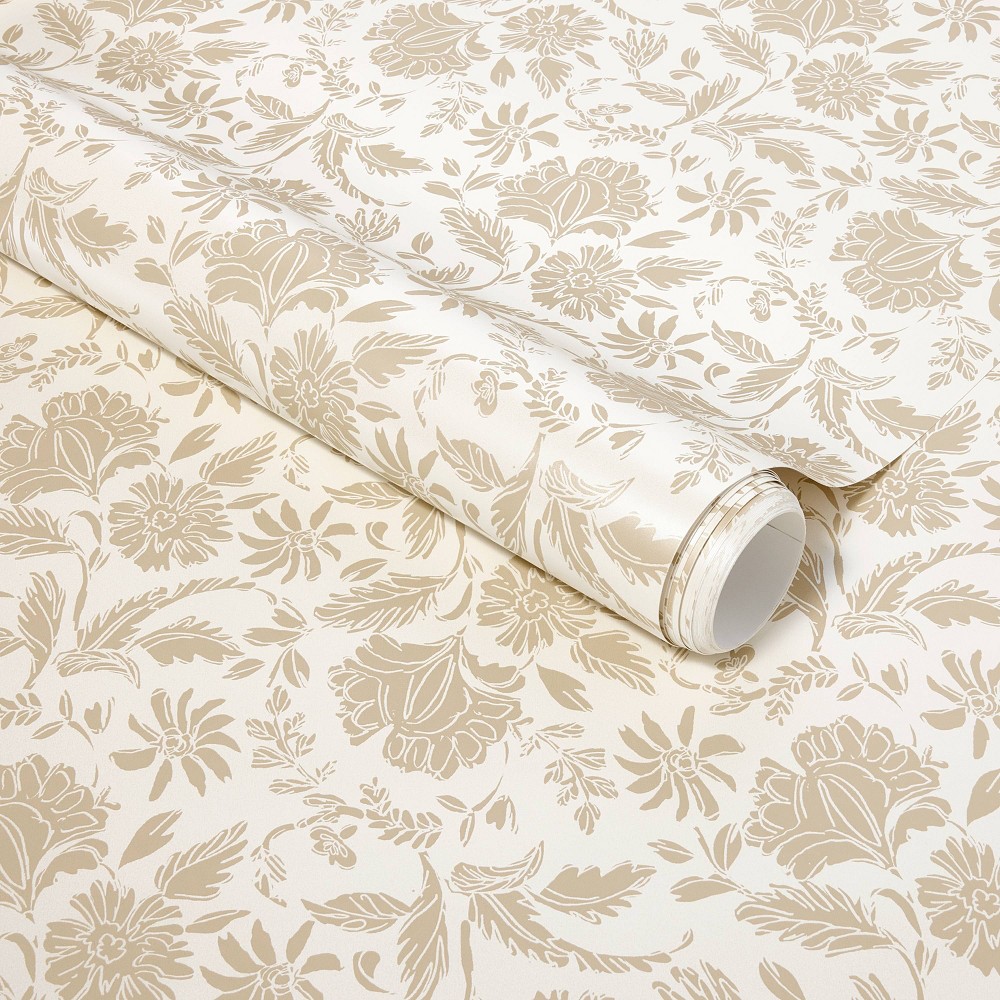 Photos - Wallpaper Floral Striped  Pearl - Threshold™ designed with Studio McGee