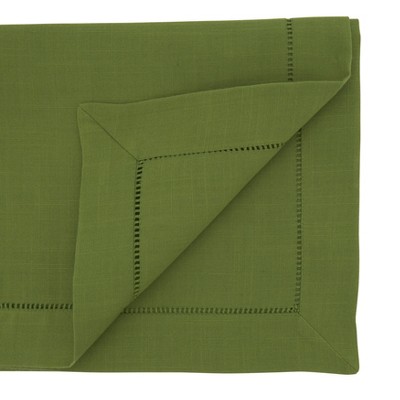 Green Polyester Hemstitched Border Table Runner
