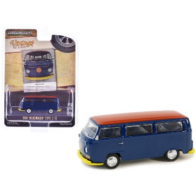 1968 Volkswagen Type 2 T2 Van Blue with Red Top "Vintage Ad Cars" Series 10 1/64 Diecast Model Car by Greenlight